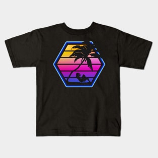 Synthwave Retro Beachside Silhouette Kids T-Shirt